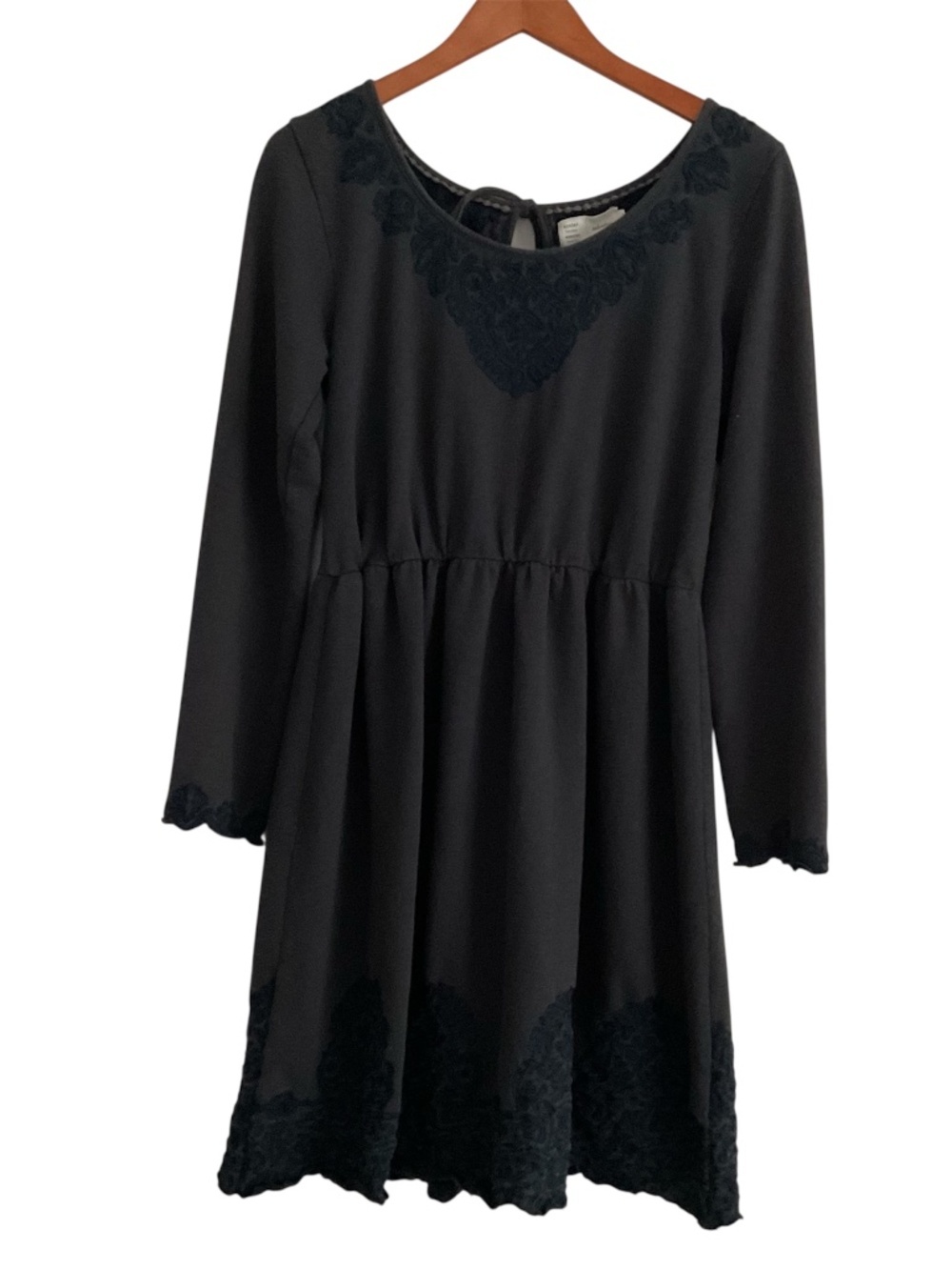 Saturday Sunday Anthropologie Embroidered Mini Dress Sz M Gray Soft Goth Boho